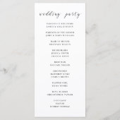 Zwart-wit eenvoudig minimalistisch script trouwen programma (Achterkant)
