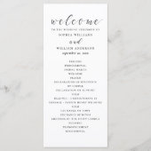 Zwart-wit eenvoudig minimalistisch script trouwen programma (Voorkant)