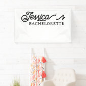 Zwart Wit Eenvoudig Modern Bachelorette Party Spandoek (Insitu)