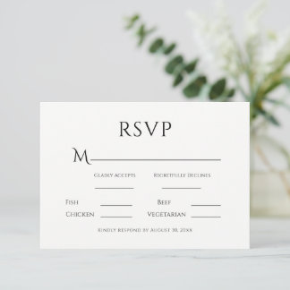 Zwart & Wit Eenvoudig Modern Huwelijk RSVP Kaartje