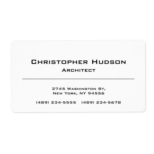 Zwart Wit Eenvoudig Modern Minimalistisch Etiket (Voorkant)