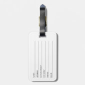 Zwart-wit Eenvoudig Modern Monogram Minimalistisch Bagagelabel (Achterkant verticaal)