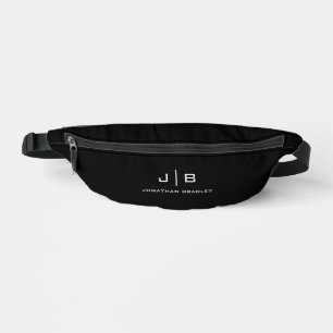 Zwart-wit Eenvoudig Monogram Volledige Naam Heuptasje
