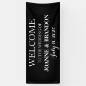 Zwart-wit Eenvoudig Script Minimalistische bruilof Spandoek (Verticaal)