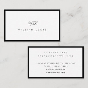 Zwart-wit Eenvoudig Script Monogram Minimalistisch Visitekaartje