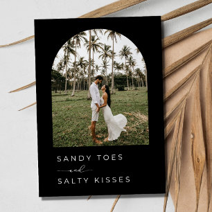 Zwart Wit Eenvoudig Strand Bruiloft Save the Date