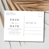 Zwart Wit Eenvoudig Strand Bruiloft Save the Date Aankondigingskaart