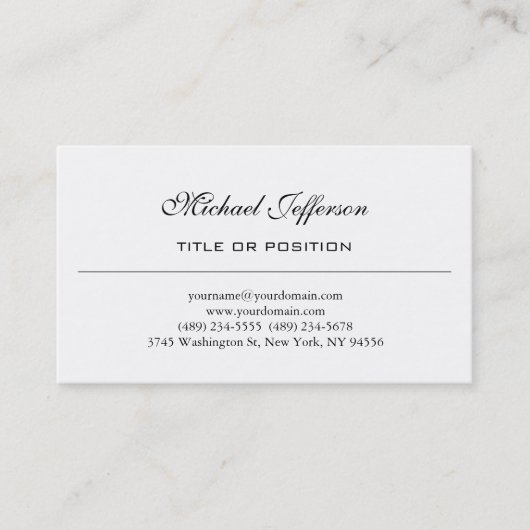 Zwart-wit, eenvoudig Visitekaartje met platte plaa (Voorkant)