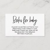 Zwart wit eenvoudige Boeken voor baby aanvraag Informatiekaartje (Voorkant)