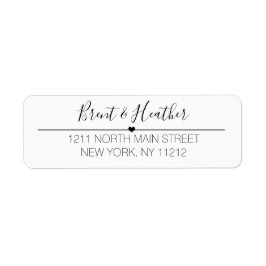 Zwart Wit Eenvoudige Cursieve Tekst en Hart Etiket