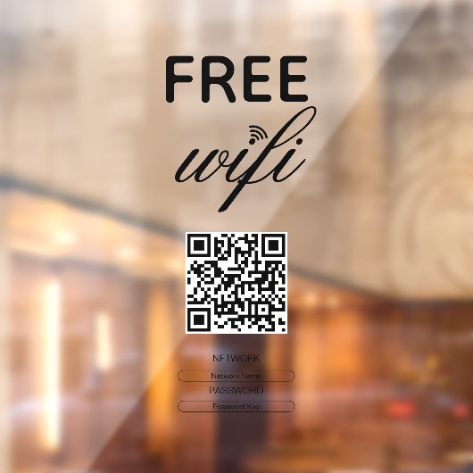 Zwart Wit Eenvoudige Gratis Wi-Fi QR Code Plaats  Raamsticker (Vel 2)