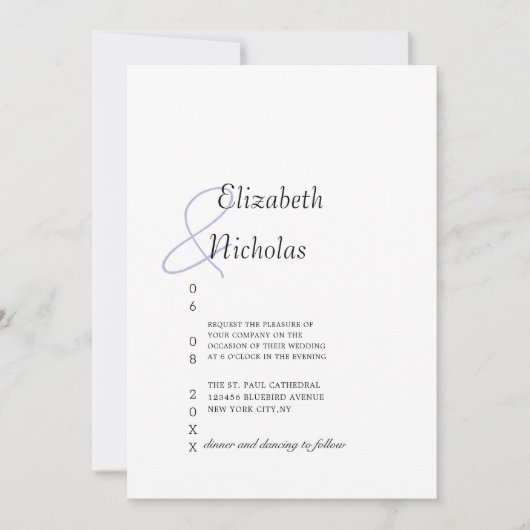 Zwart-wit eenvoudige huwelijksuitnodiging sjabloon kaart (Voorkant)