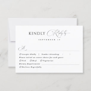Zwart & Wit Eenvoudige Moderne Minimalistische Kla RSVP Kaartje