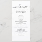 Zwart-wit eenvoudige script kalligrafie bruiloft programma (Voorkant)
