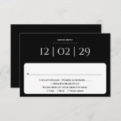 Zwart-wit eenvoudige speciale datum bruiloft RSVP kaartje (Voorkant / Achterkant)