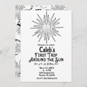 Zwart & Wit Eerste reis rond zon 1e verjaardag Kaart (Voorkant / Achterkant)