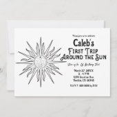 Zwart & Wit Eerste reis rond zon 1e verjaardag Kaart (Voorkant)