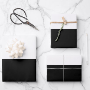 Zwart-wit effen kleuren ontwerp inpakpapier vel