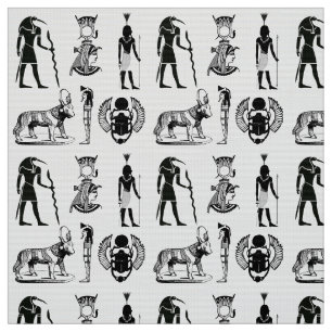 Zwart-wit Egyptische grafische hiërogliefen Stof