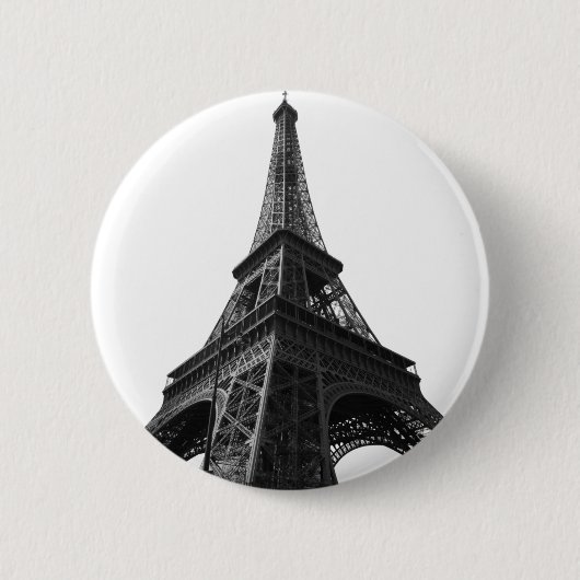 Zwart-wit Eiffeltoren Parijs Europees reizen Ronde Button 5,7 Cm (Voorkant)