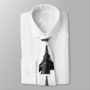 Zwart-wit Eiffeltoren Parijs Europees reizen Stropdas