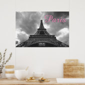 Zwart Wit Eiffeltoren Parijs Romantisch Liefdessta Poster (Keuken)