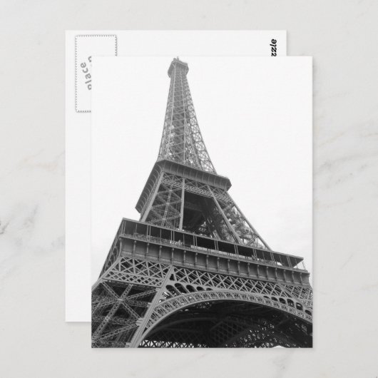 Zwart-wit Eiffeltoren Parijs Stad Briefkaart (Voorkant / Achterkant)