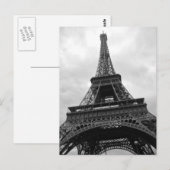 Zwart-wit Eiffeltoren Parijs Stad Europa Briefkaart (Voorkant / Achterkant)