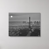Zwart-wit Eiffeltoren Parijs Stadspanorama Canvas Afdruk (Voorkant)