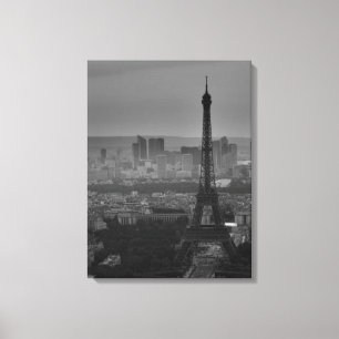 Zwart-wit Eiffeltoren Parijs Stadspanorama Canvas Afdruk