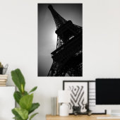 Zwart Wit Eiffeltoren Silhouet in Parijs Poster (Thuiskantoor)