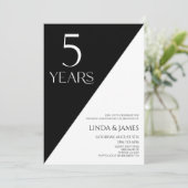 Zwart Wit Elegant 5e Huwelijksjubileum Kaart (Staand voorkant)