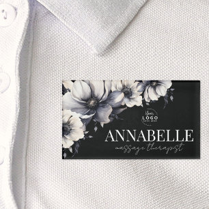Zwart-Wit Elegant Aangepast Logo Naambadge