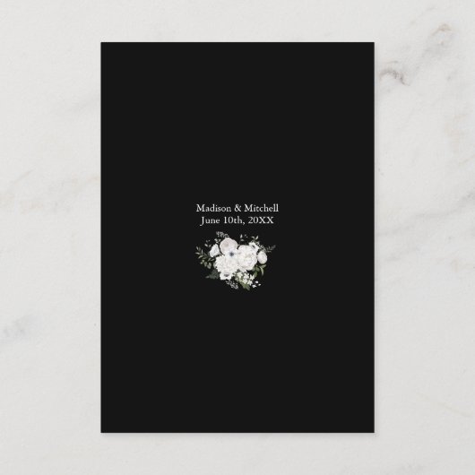 Zwart-wit Elegant Bloemen Boeket Modern Informatiekaartje (Achterkant)
