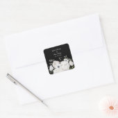 Zwart-wit Elegant Bloemen Boeket Modern Vierkante Sticker (Envelop)
