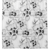 Zwart-wit Elegant Bloempatroon Douchegordijn (Voorkant)