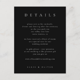 Zwart & Wit Elegant Boho Details Huwelijk Modern Informatiekaartje