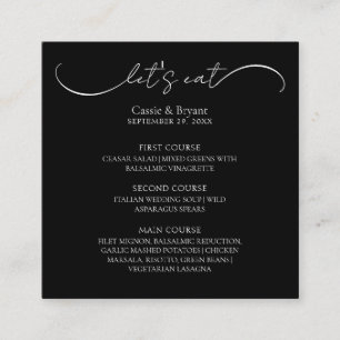 Zwart & Wit Elegant Bruiloft Menu Behuizing Kaart