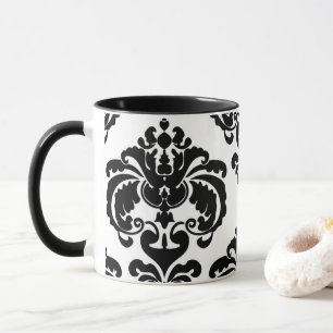 Zwart & wit elegant chic damastpatroon mok