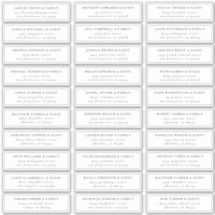 Zwart-wit Elegant Chique Gast Namen Adres Sticker