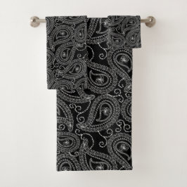 Zwart & Wit Elegant Damask Bloemenpatroon Bad Handdoek