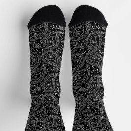 Zwart & Wit Elegant Damask Bloemenpatroon Sokken