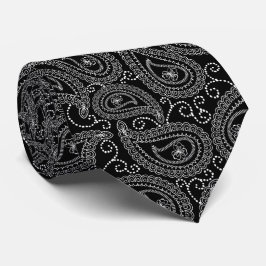 Zwart & Wit Elegant Damask Bloemenpatroon Stropdas