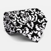 Zwart-wit Elegant Damask Stropdas (Opgerold)
