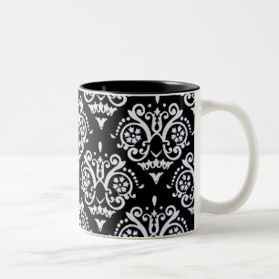 Zwart-wit Elegant Damask Tweekleurige Koffiemok