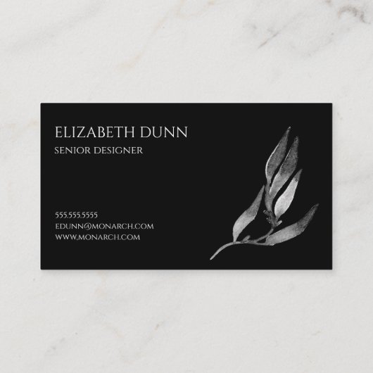 Zwart-wit Elegant Designer Visitekaartje (Achterkant)