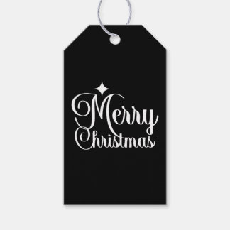 Zwart & wit Elegant & Festive Prettig Kerstfeest Cadeaulabel