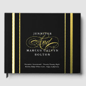 Zwart & Wit Elegant Formele Kalligrafie Bruiloft Gastenboek (Voorkant)