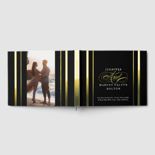 Zwart & Wit Elegant Formele Kalligrafie Bruiloft Gastenboek