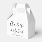 Zwart-wit elegant handtekenscript bruiloft bedankdoosjes (Voorkant Zijde)